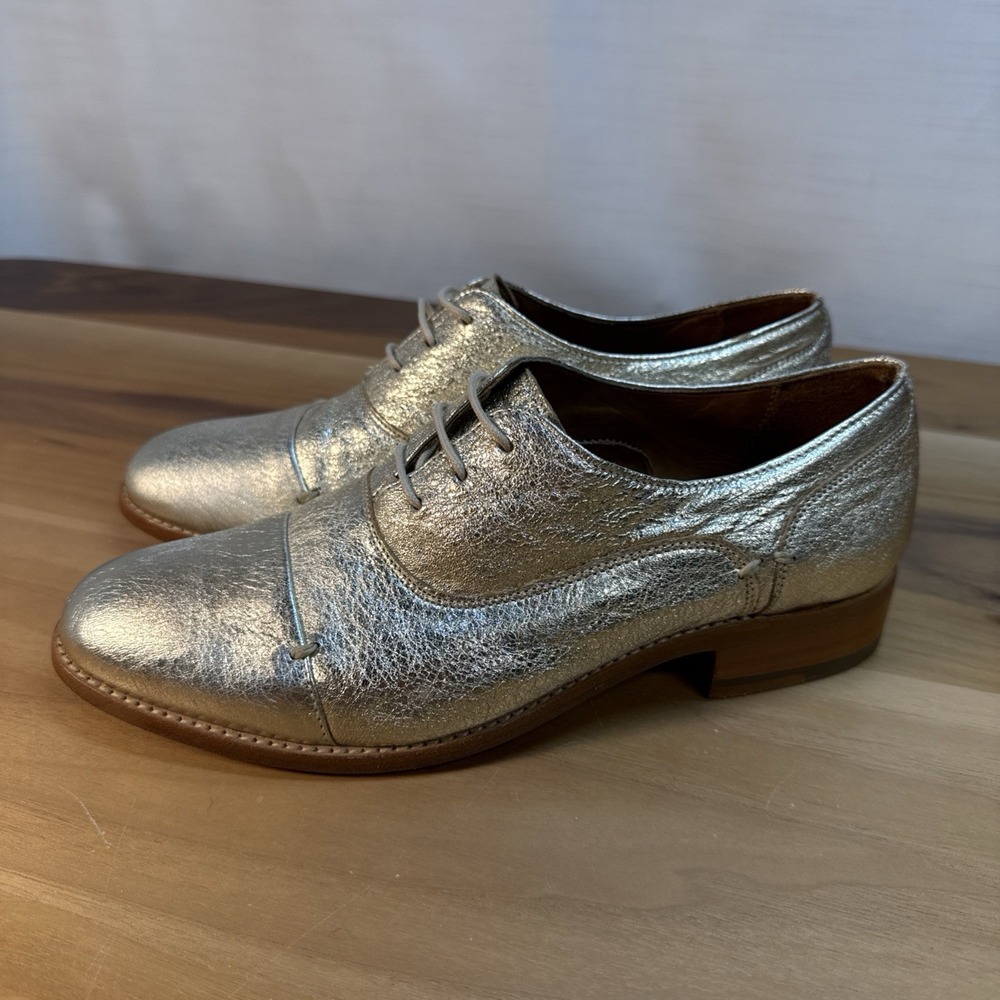 Ariat Women Two24 "Austen" Metallic Gold Leather Oxfords Dress Shoes Sz 7.5 Luxe